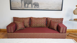 Red Oscar Damask: Single Floor Sofa – Arabic Majlis Sofa – Traditional Arabic Sofa Set – Washable Arabic Floor Cushion