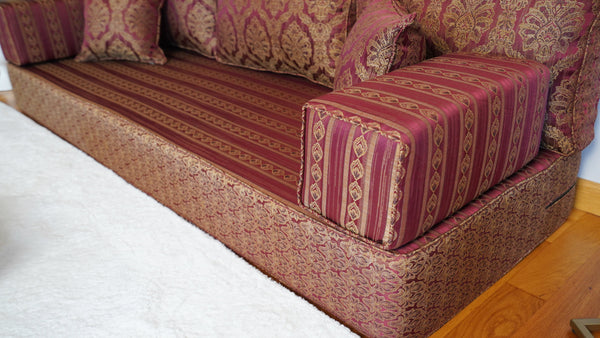 Red Oscar Damask: Single Floor Sofa – Arabic Majlis Sofa – Traditional Arabic Sofa Set – Washable Arabic Floor Cushion
