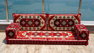 Red Traverse Horizon: Single Floor Sofa – Arabic Floor Sofa – Custom Oriental Floor Seating – Bohemian Floor Cushion