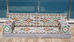 Gray Anatolian Hearth: Single Floor Sofa – Arabic Floor Seating – Ottoman Floor Seating – Boho Living Room Seating
