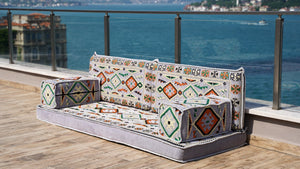 Gray Anatolian Hearth: Single Floor Sofa – Arabic Floor Seating – Ottoman Floor Seating – Boho Living Room Seating