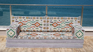 Gray Anatolian Hearth: Single Floor Sofa – Arabic Floor Seating – Ottoman Floor Seating – Boho Living Room Seating