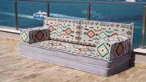 Gray Anatolian Hearth: Single Floor Sofa – Arabic Floor Seating – Ottoman Floor Seating – Boho Living Room Seating