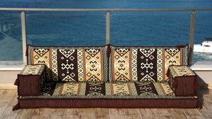 Brown Dunya Harmony: Single Floor Sofa – Arabic Floor Couch – Window Seat Cushion – Floor Sofa With Backrest