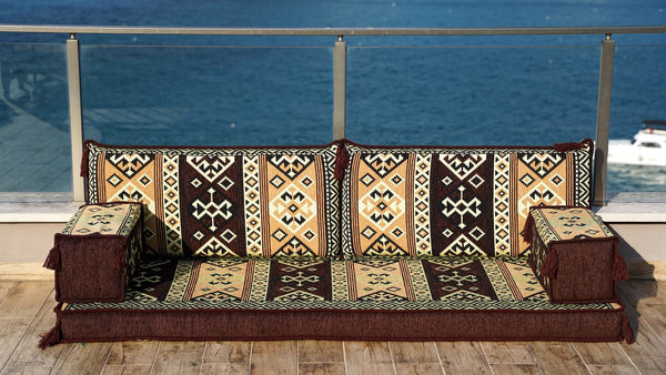 Brown Dunya Harmony: Single Floor Sofa – Arabic Floor Couch – Window Seat Cushion – Floor Sofa With Backrest