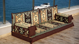 Brown Dunya Harmony: Single Floor Sofa – Arabic Floor Couch – Window Seat Cushion – Floor Sofa With Backrest