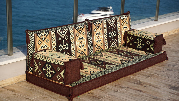 Brown Dunya Harmony: Single Floor Sofa – Arabic Floor Couch – Window Seat Cushion – Floor Sofa With Backrest