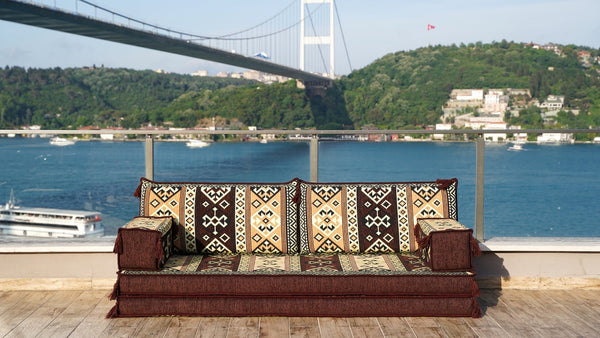 Brown Dunya Harmony: Single Floor Sofa – Arabic Floor Couch – Window Seat Cushion – Floor Sofa With Backrest