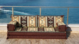 Brown Dunya Harmony: Single Floor Sofa – Arabic Floor Couch – Window Seat Cushion – Floor Sofa With Backrest