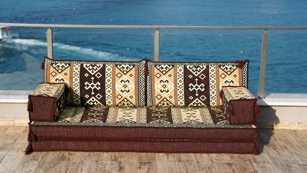 Brown Dunya Harmony: Single Floor Sofa – Arabic Floor Couch – Window Seat Cushion – Floor Sofa With Backrest