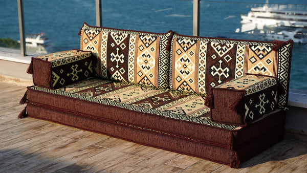Brown Dunya Harmony: Single Floor Sofa – Arabic Floor Couch – Window Seat Cushion – Floor Sofa With Backrest