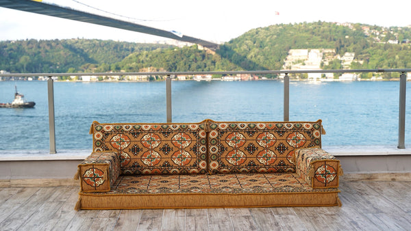 Gold Afghan Heritage – Arabic Boho Floor Sofa