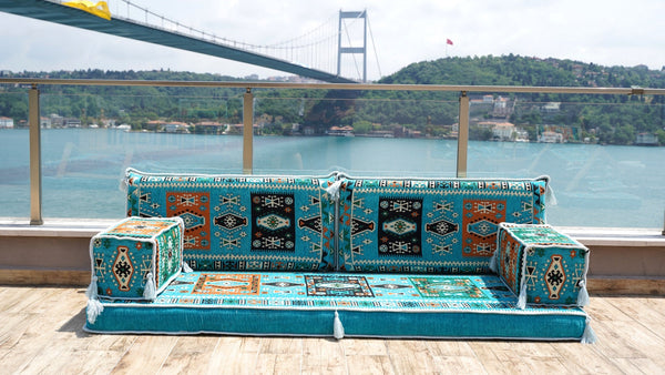 Turquoise Milas Breeze – Arabic Majlis Floor Sofa