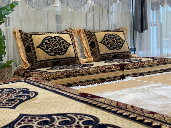 Handmade Afghan Toshak – Arabic Diwan Sofa with Backrest