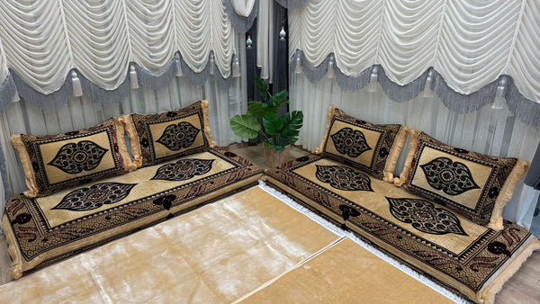 Handmade Afghan Toshak, Arabic Floor Seating with Backrest Pillows, Diwan Sofa Sets, Traditional Floor Sofa