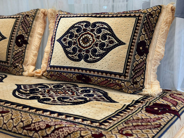Handmade Afghan Toshak, Arabic Floor Seating with Backrest Pillows, Diwan Sofa Sets, Traditional Floor Sofa