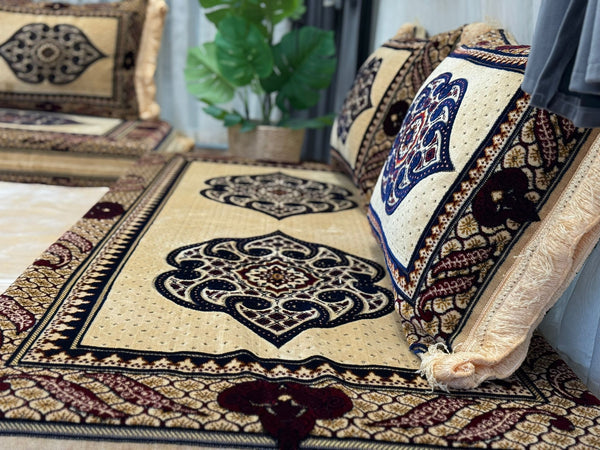 Handmade Afghan Toshak, Arabic Floor Seating with Backrest Pillows, Diwan Sofa Sets, Traditional Floor Sofa
