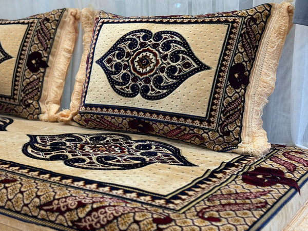 Handmade Afghan Toshak, Arabic Floor Seating with Backrest Pillows, Diwan Sofa Sets, Traditional Floor Sofa