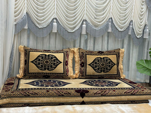 Handmade Afghan Toshak, Arabic Floor Seating with Backrest Pillows, Diwan Sofa Sets, Traditional Floor Sofa