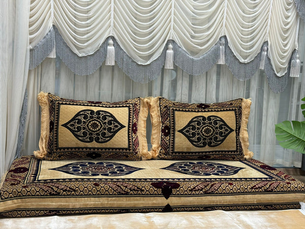 Handmade Afghan Toshak, Arabic Floor Seating with Backrest Pillows, Diwan Sofa Sets, Traditional Floor Sofa