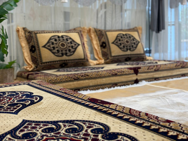 Handmade Afghan Toshak, Arabic Floor Seating with Backrest Pillows, Diwan Sofa Sets, Traditional Floor Sofa