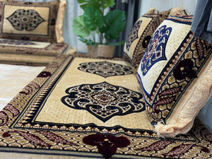 Handmade Afghan Toshak, Arabic Floor Seating with Backrest Pillows, Diwan Sofa Sets, Traditional Floor Sofa
