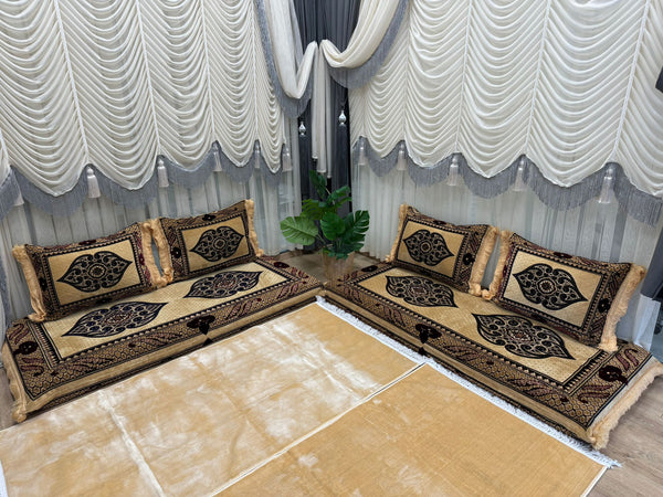 Handmade Afghan Toshak, Arabic Floor Seating with Backrest Pillows, Diwan Sofa Sets, Traditional Floor Sofa