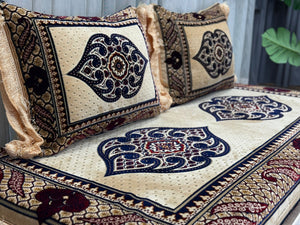 Handmade Afghan Toshak, Arabic Floor Seating with Backrest Pillows, Diwan Sofa Sets, Traditional Floor Sofa