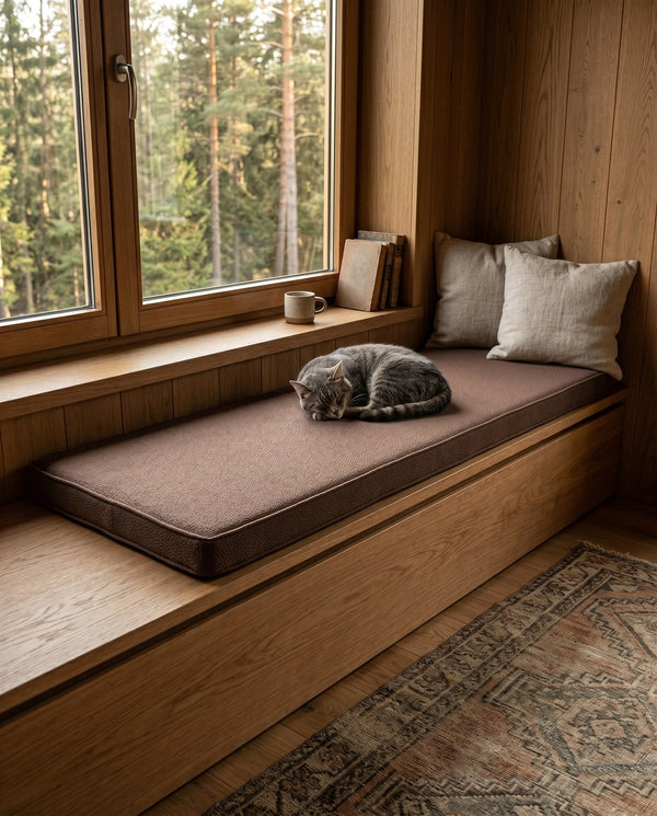 Custom Window Seat Cushion, Pet-Friendly Suede-Like Bench Seat Pad, Made-to-Measure Bay Window Cushion, Durable Boucle B
