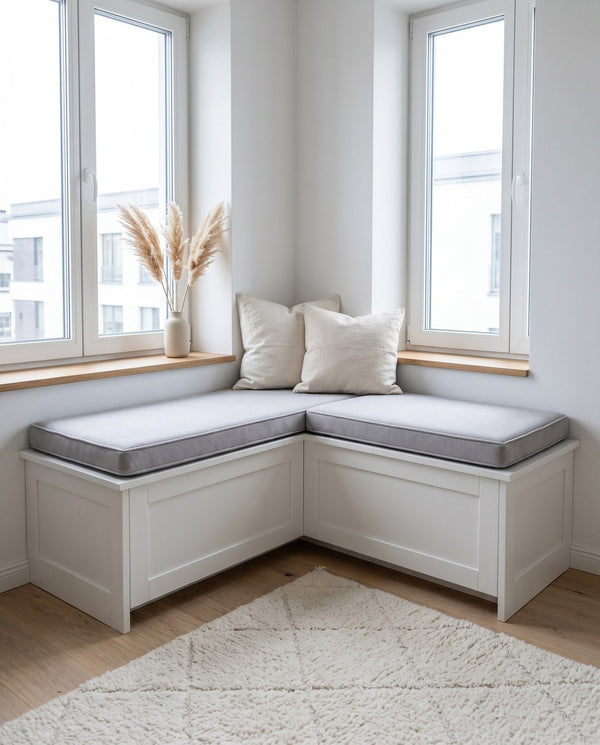 Custom Window Seat Cushion, Pet-Friendly Suede-Like Bench Seat Pad, Made-to-Measure Bay Window Cushion, Durable Boucle B