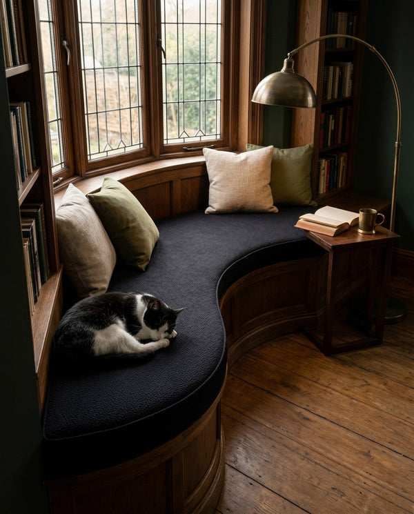 Custom Window Seat Cushion, Pet-Friendly Suede-Like Bench Seat Pad, Made-to-Measure Bay Window Cushion, Durable Boucle B