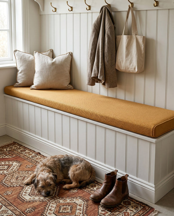 Custom Window Seat Cushion, Pet-Friendly Suede-Like Bench Seat Pad, Made-to-Measure Bay Window Cushion, Durable Boucle B