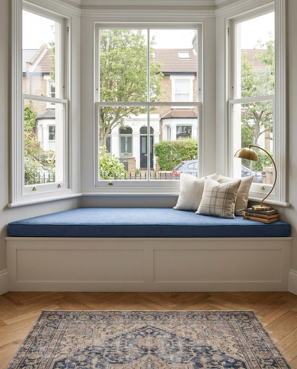 Custom Window Seat Cushion, Pet-Friendly Suede-Like Bench Seat Pad, Made-to-Measure Bay Window Cushion, Durable Boucle B