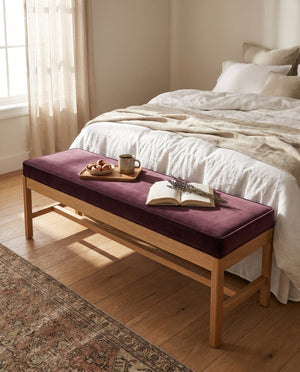 Custom Velvet Bench Cushion, Made-to-Measure Window Seat Pad, Boxed Banquette Cushion with Piping, Plush Velvet Bench Se