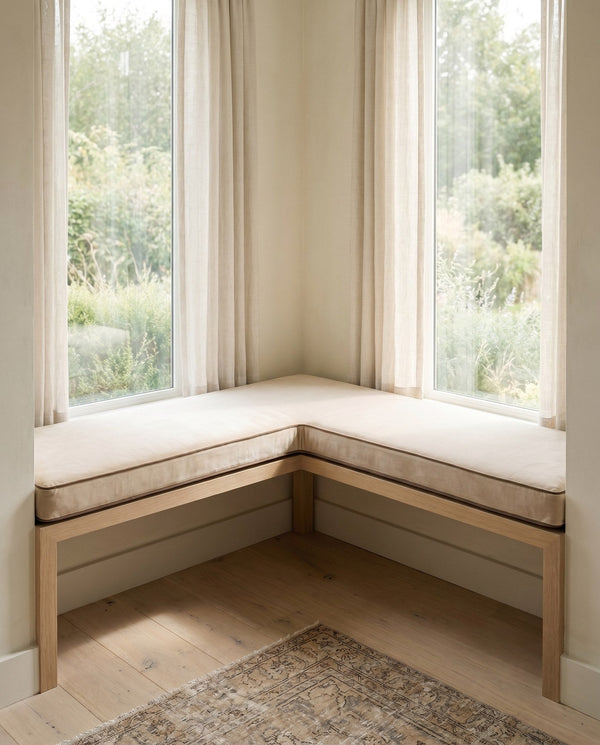 Custom Velvet Bench Cushion, Made-to-Measure Window Seat Pad, Boxed Banquette Cushion with Piping, Plush Velvet Bench Se