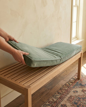 Custom Velvet Bench Cushion, Made-to-Measure Window Seat Pad, Boxed Banquette Cushion with Piping, Plush Velvet Bench Se