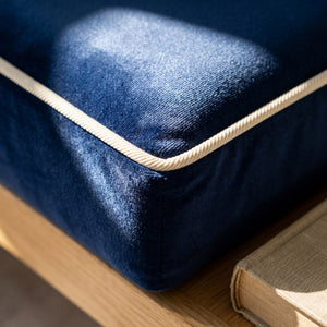 Custom Velvet Bench Cushion, Made-to-Measure Window Seat Pad, Boxed Banquette Cushion with Piping, Plush Velvet Bench Se