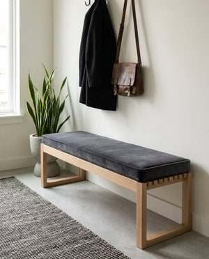 Custom Velvet Bench Cushion, Made-to-Measure Window Seat Pad, Boxed Banquette Cushion with Piping, Plush Velvet Bench Se