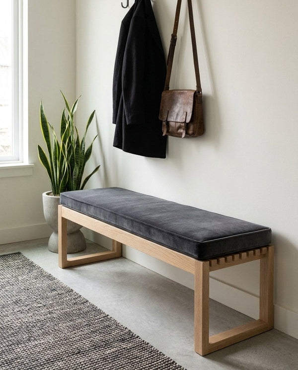 Custom Velvet Bench Cushion, Made-to-Measure Window Seat Pad, Boxed Banquette Cushion with Piping, Plush Velvet Bench Se