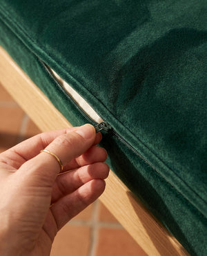 Custom Velvet Bench Cushion, Made-to-Measure Window Seat Pad, Boxed Banquette Cushion with Piping, Plush Velvet Bench Se
