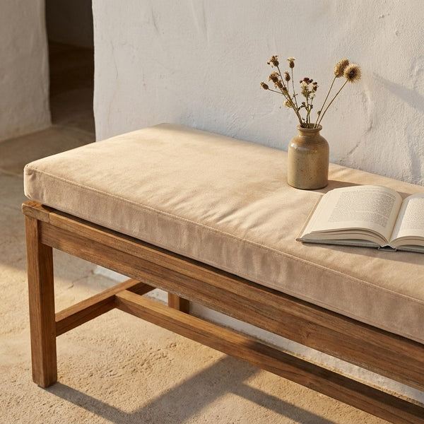 Custom Velvet Bench Cushion, Made-to-Measure Window Seat Pad, Boxed Banquette Cushion with Piping, Plush Velvet Bench Se