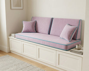 Custom Window Seat Cushion with Backrest, Made-to-Measure Bench Seat Pad, Built-In Banquette Cushion Set, Bay Window Rea