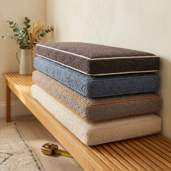 Custom Boucle Window Seat Cushion with Foam, Made-to-Measure Bench Seat Pad, Bay Window Banquette Cushion, Reading Nook 