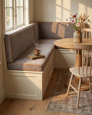 Custom Boucle Window Seat Cushion with Foam, Made-to-Measure Bench Seat Pad, Bay Window Banquette Cushion, Reading Nook 