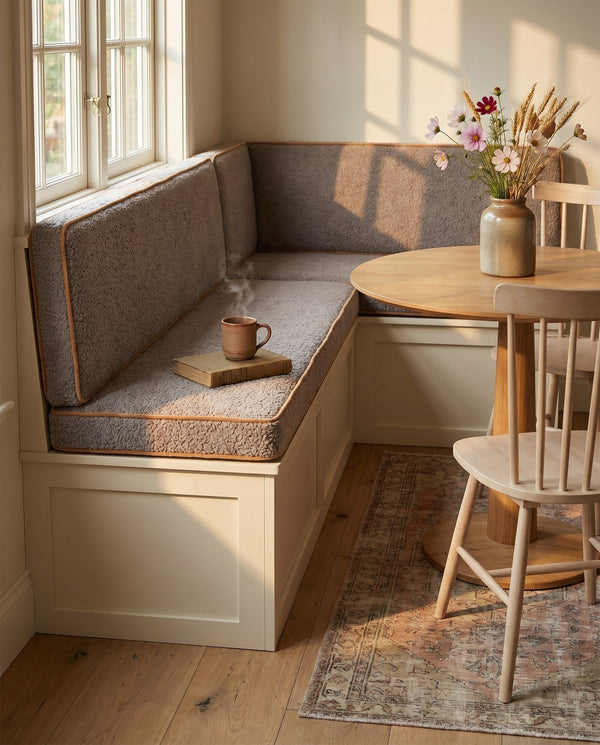 Custom Boucle Window Seat Cushion with Foam, Made-to-Measure Bench Seat Pad, Bay Window Banquette Cushion, Reading Nook 