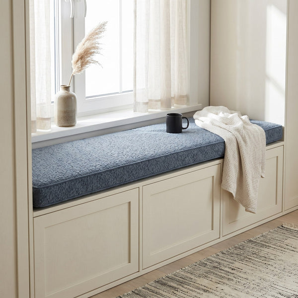 Custom Boucle Window Seat Cushion with Foam, Made-to-Measure Bench Seat Pad, Bay Window Banquette Cushion, Reading Nook 