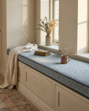 Custom Boucle Window Seat Cushion with Foam, Made-to-Measure Bench Seat Pad, Bay Window Banquette Cushion, Reading Nook 