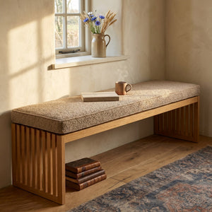 Custom Boucle Window Seat Cushion with Foam, Made-to-Measure Bench Seat Pad, Bay Window Banquette Cushion, Reading Nook 