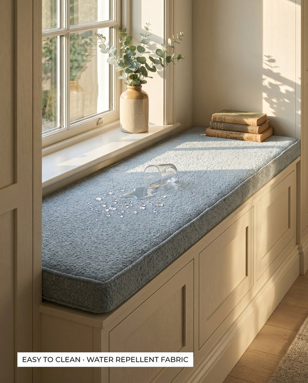 Custom Boucle Window Seat Cushion with Foam, Made-to-Measure Bench Seat Pad, Bay Window Banquette Cushion, Reading Nook 