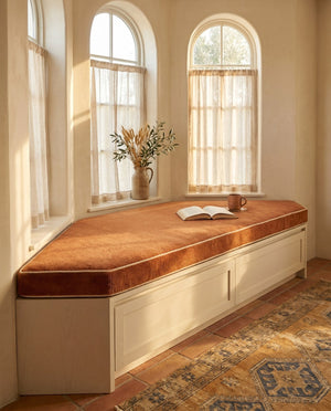 Custom Boucle Window Seat Cushion with Foam, Made-to-Measure Bench Seat Pad, Bay Window Banquette Cushion, Reading Nook 